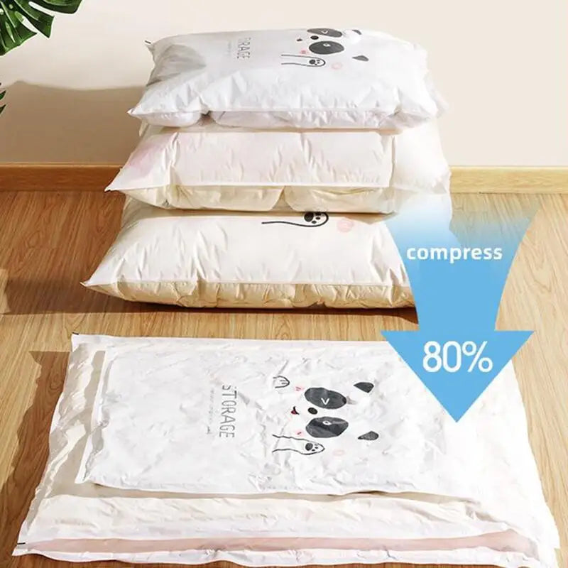 Vacuum Compression Storage Bags – Reusable Plastic Sealers for Travel Clothes
