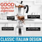 Aluminum Moka Pot Coffee Maker – Espresso Percolator for Home and Camping