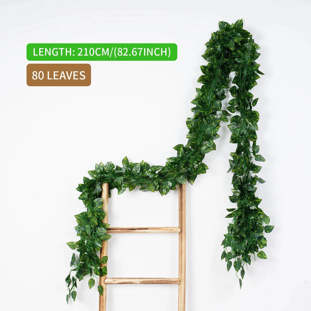 Artificial Ivy Leaf Garland – 2.1M Silk Hanging Vine for Home Garden Decor