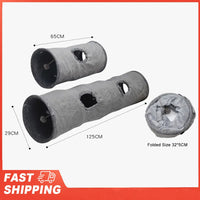 Collapsible Suede Cat Tunnel – Interactive Play Tube for Large Pets