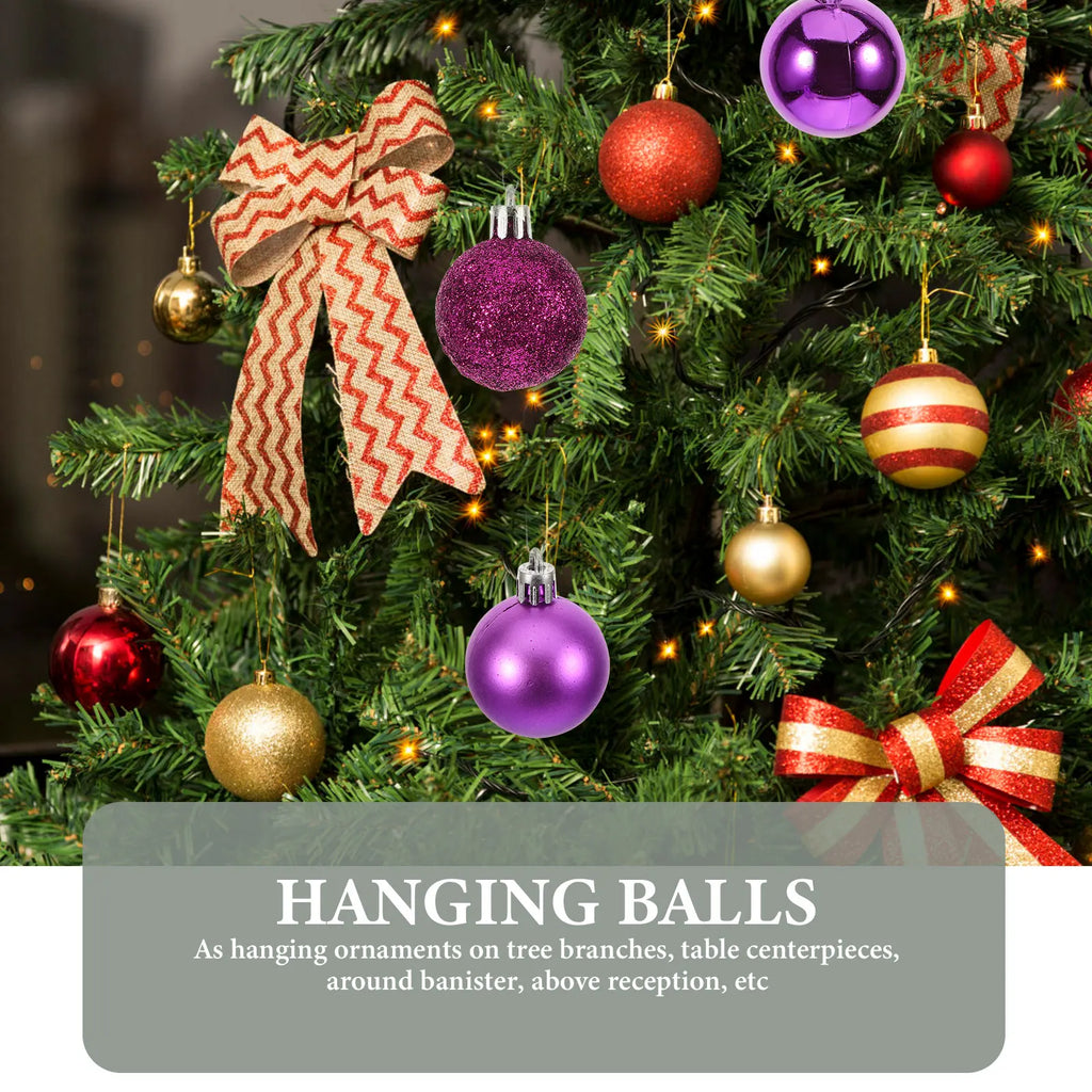 Purple Plastic Christmas Ornament Balls – Shiny Decor for Xmas Tree Holidays
