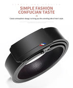Genuine Leather Automatic Belt – Luxury Metal Buckle Strap for Men
