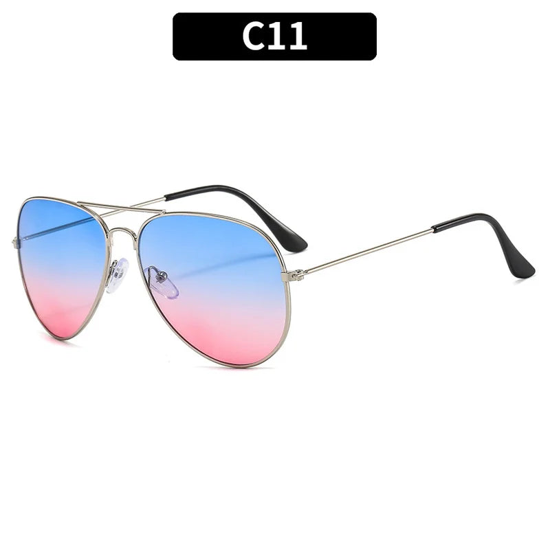Double Bridge Aviator Sunglasses – Alloy Frame Gradient Lenses for Unisex Fashion