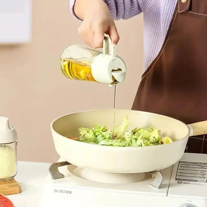 Glass Oil Dispenser Bottle – 2-in-1 Spray and Pour for Kitchen Cooking