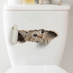 3D Peeping Kitten Toilet Sticker – Waterproof Decal for Bathroom Decor