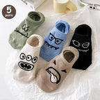 Cartoon Teddy Bear Ankle Socks – Breathable Cotton Casual Footwear for Women