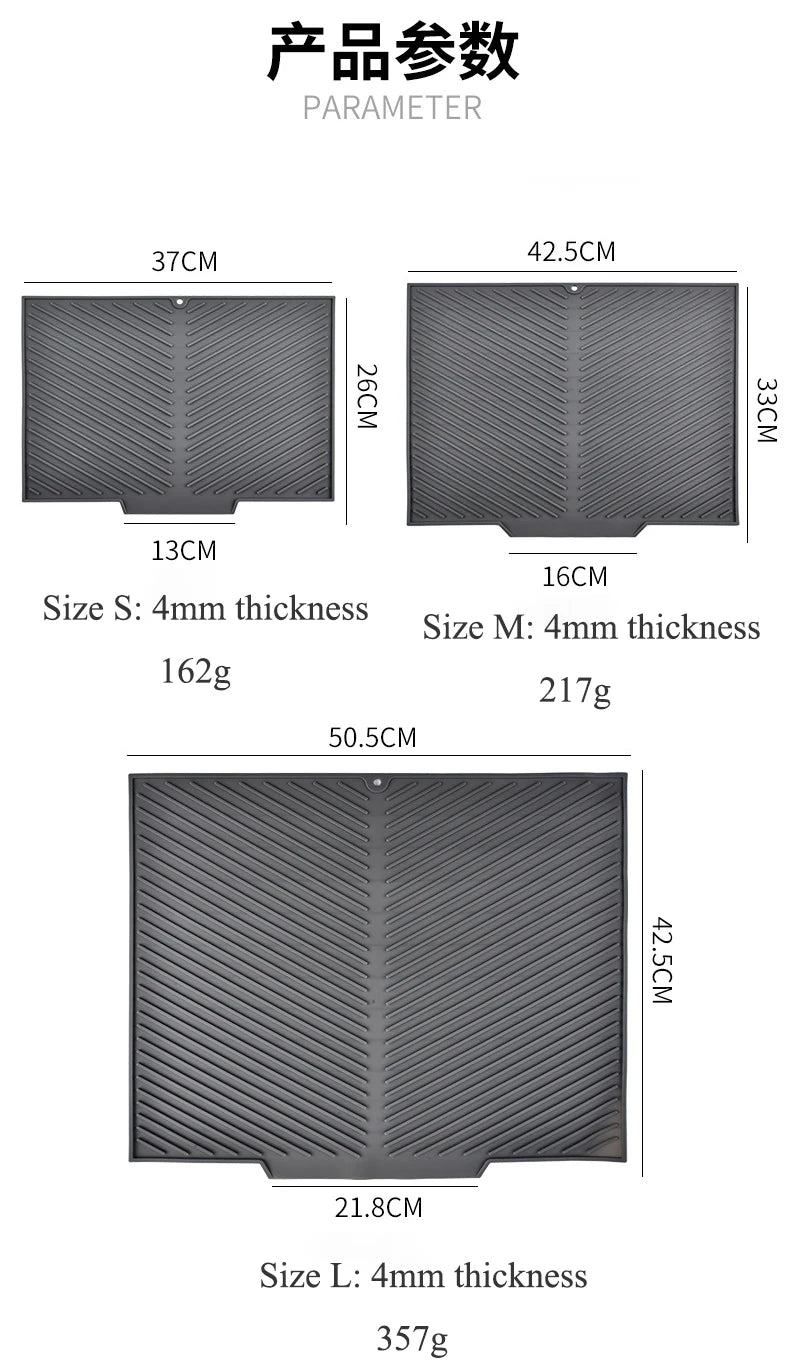 Silicone Dish Drying Mat – Non-Slip Heat Resistant Pad for Kitchen Counters
