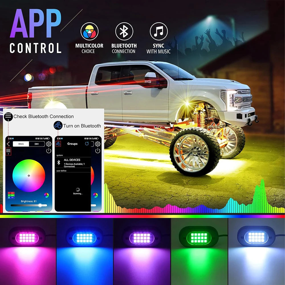 RGB LED Underglow Chassis Lights – Waterproof Exterior Decoration for Off-Road Trucks