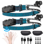 Rechargeable LED Headlamp – 270° Wide Beam Motion Sensor for Camping and Work