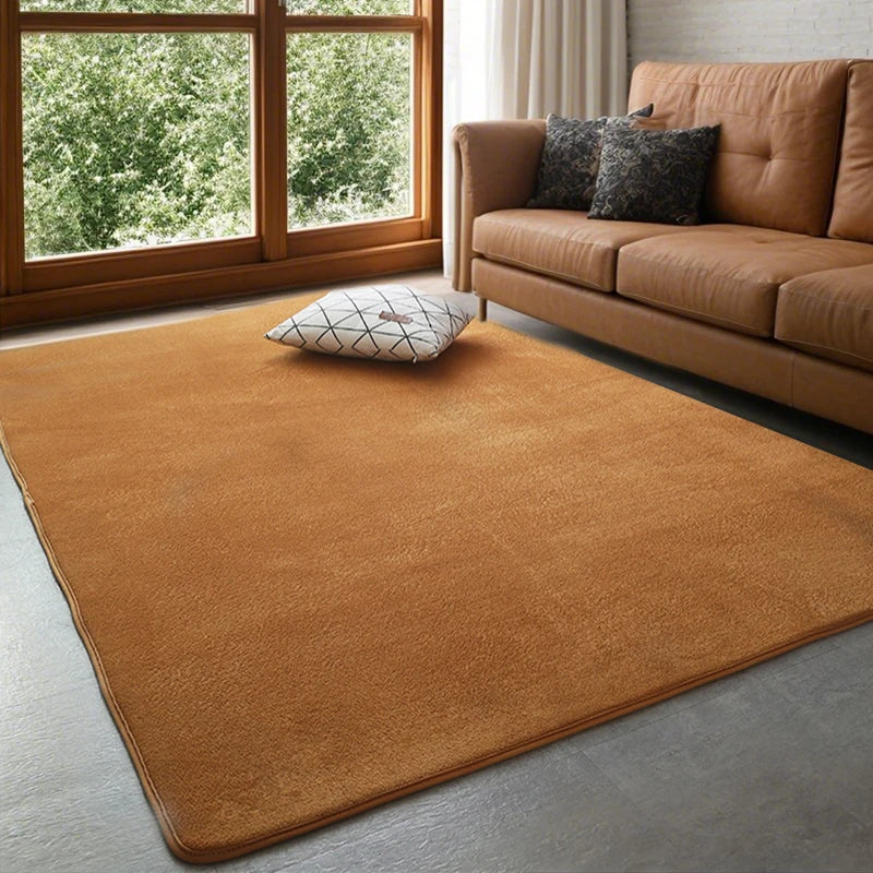 Coral Velvet Area Rug – Soft Rectangular Mat for Living Room and Bedroom