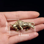 Retro Brass Bull Sculpture – Miniature Copper Statue for Desk Decoration