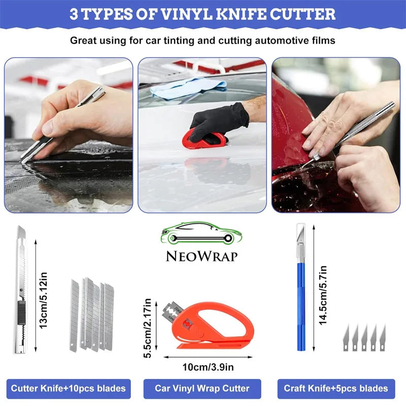 Vinyl Wrap Tool Kit – Felt Squeegee and Knife Set for Car Tinting