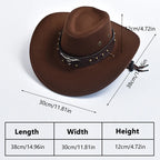 Faux Suede Western Cowboy Hat – Wide Brim Fedora for Party Cosplay