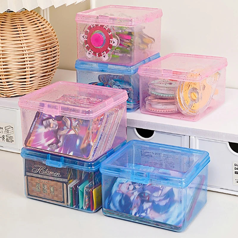 Transparent Plastic Storage Box – Desktop Organizer for Photocards and Stationery