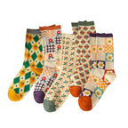 Floral Print Crew Socks – Kawaii Cotton Winter Hosiery for Women
