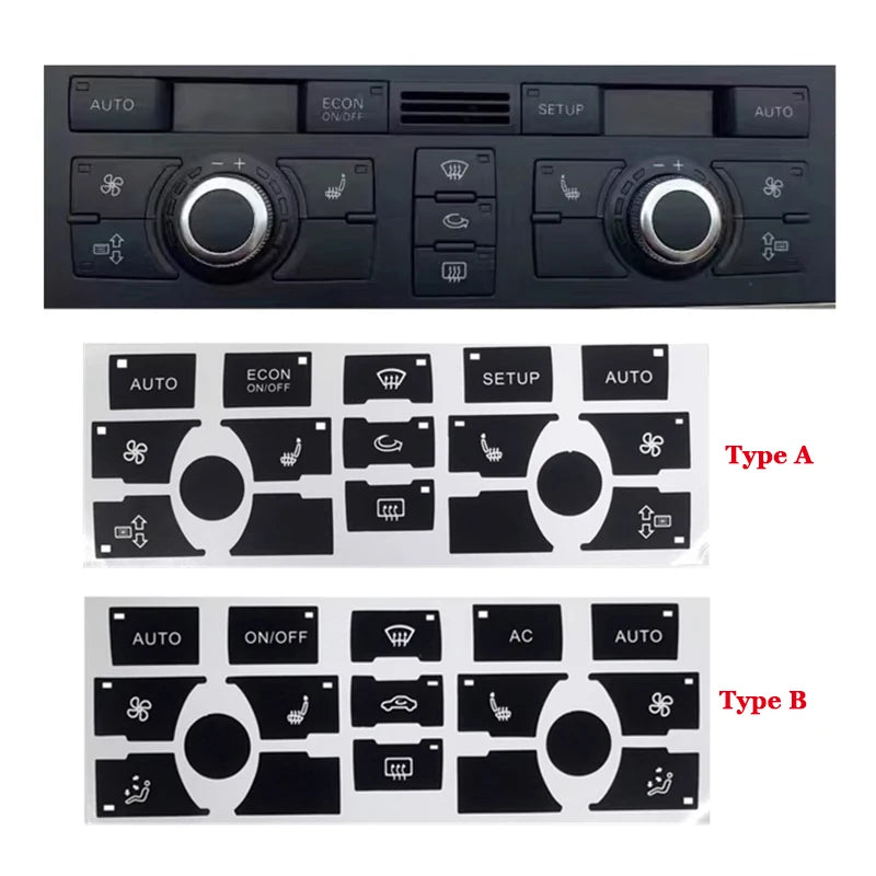 Climate Control Button Decals – Interior Repair Stickers for Audi A6 C6