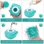 Silicone Pet Grooming Brush – Shampoo Dispenser for Dogs and Cats Bathing