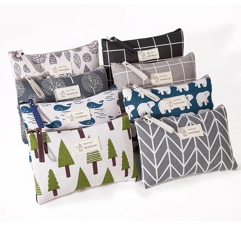 Canvas Small Cosmetic Bag – Portable Makeup Organizer for Travel