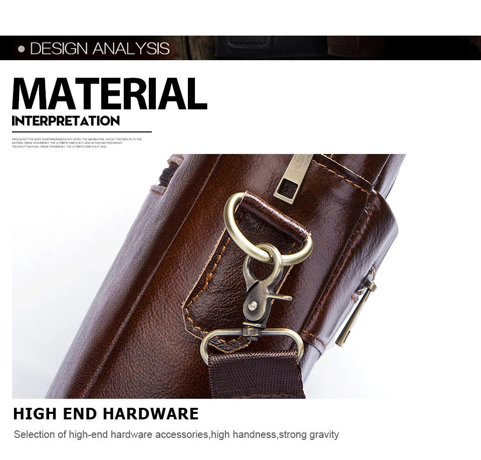 Genuine Leather Men Briefcase – Professional Laptop Messenger for Business
