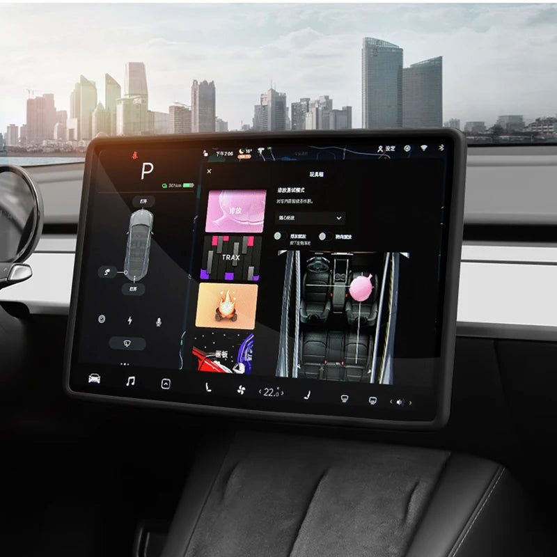 Silicone Screen Frame Protector – Anti-Collision Cover for Tesla Model 3 Y