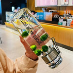 Large Capacity Glass Water Bottle – Transparent Milk Juice Cup for Outdoor Sports