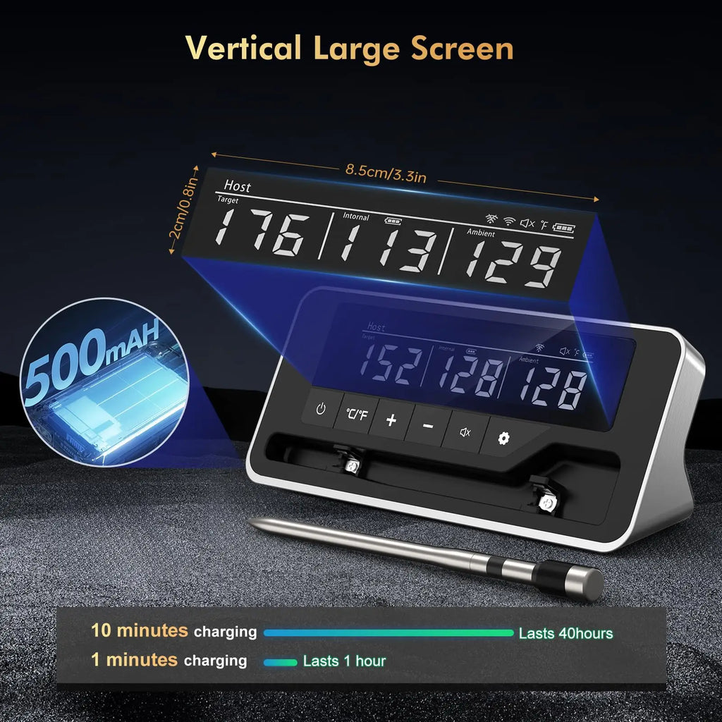 Wireless Meat Thermometer – Bluetooth Digital Probe for BBQ Smoker and Oven