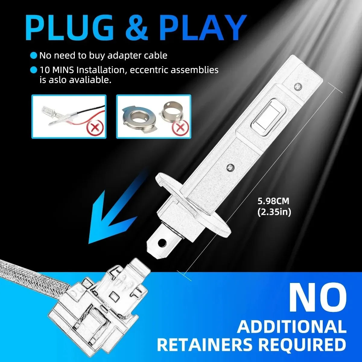H1 LED Headlight Bulbs – Mini Fanless 6000K White Lamps for Car Fog Lights
