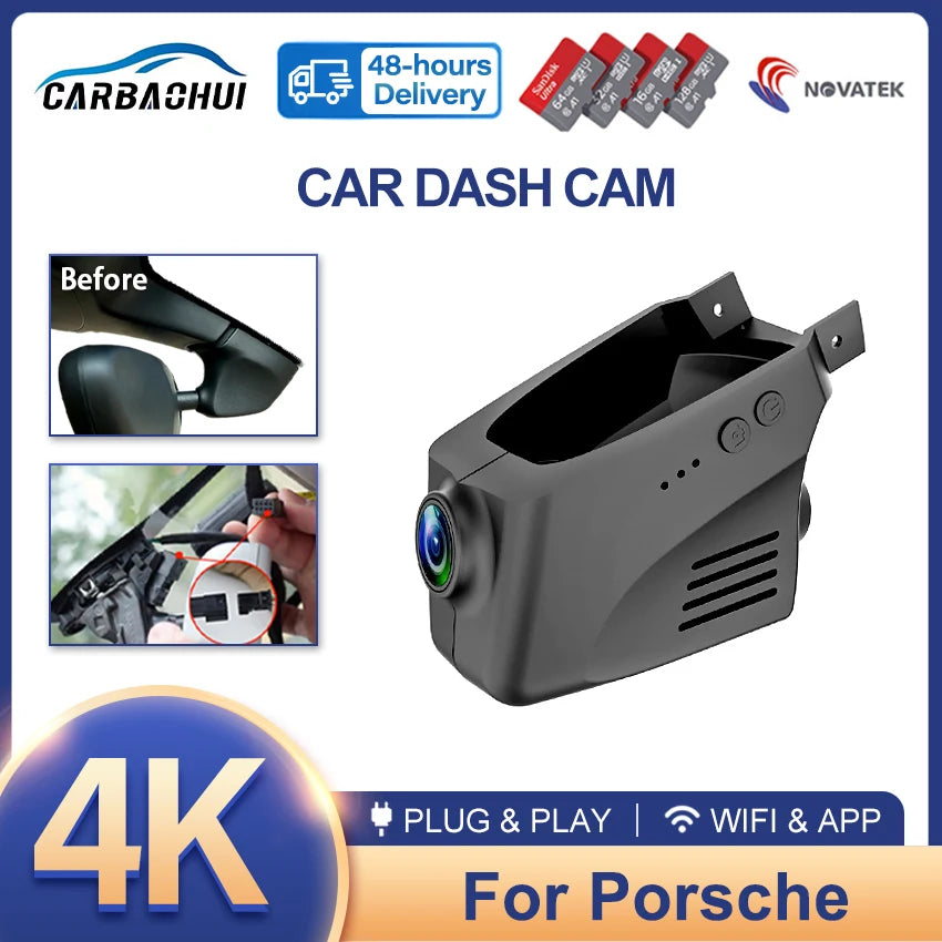 4K WiFi Dash Cam – Plug and Play Video Recorder for Porsche Models