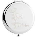 Custom Engraved Floral Hand Mirror – Personalized Wedding Guest Gift