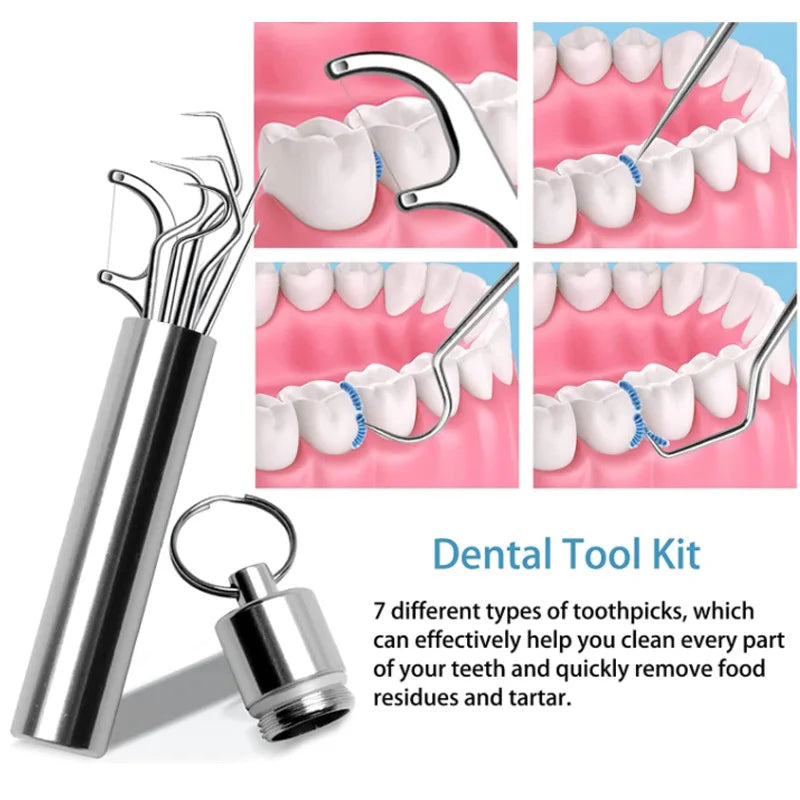 Stainless Steel Toothpick Set – Portable Oral Care Tools for Dental Hygiene