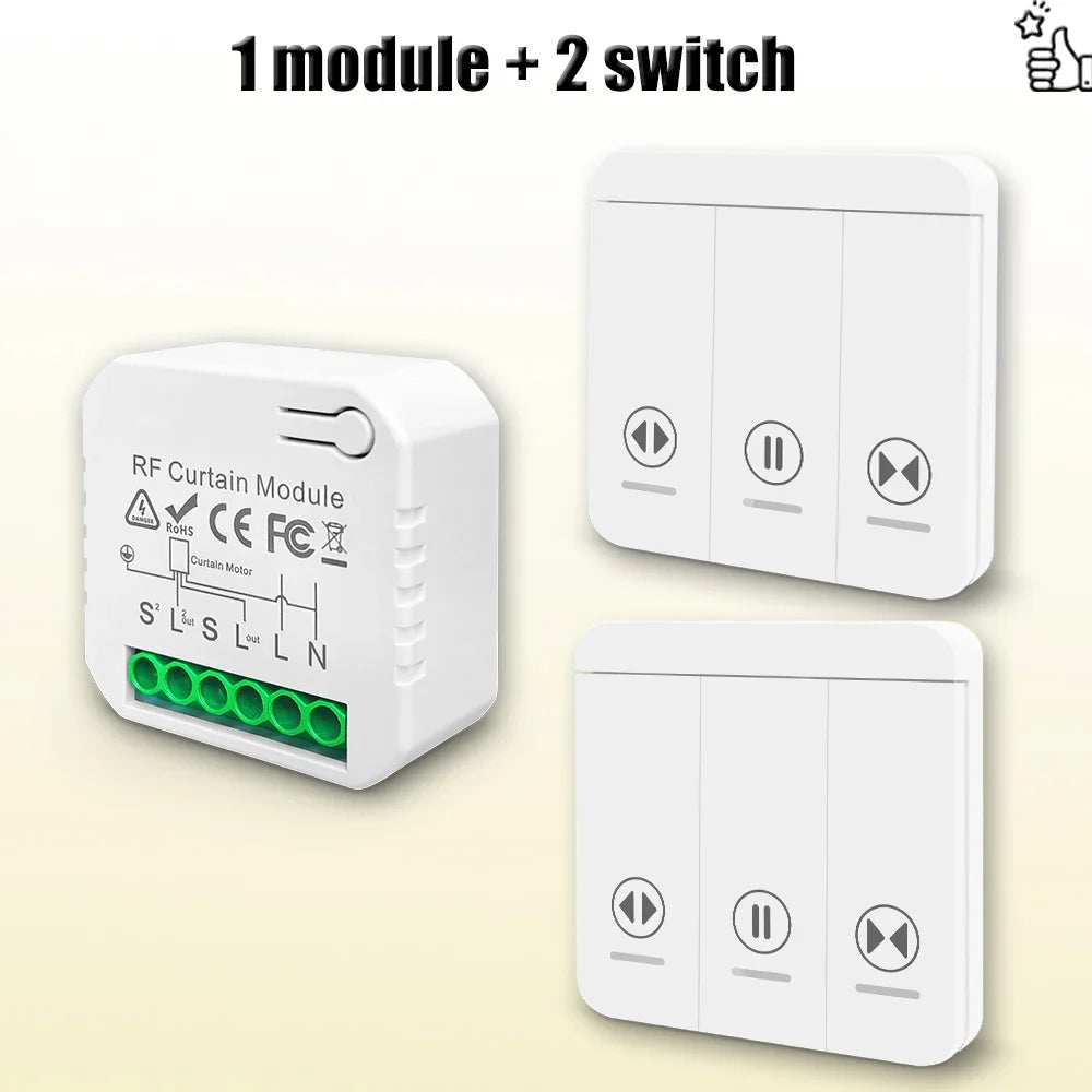 RF Curtain Switch Module – Wireless Remote Control for Motorized Roller Blinds