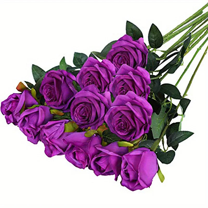 Realistic Artificial Rose Bouquet – Silk Floral Arrangements for Home Decor