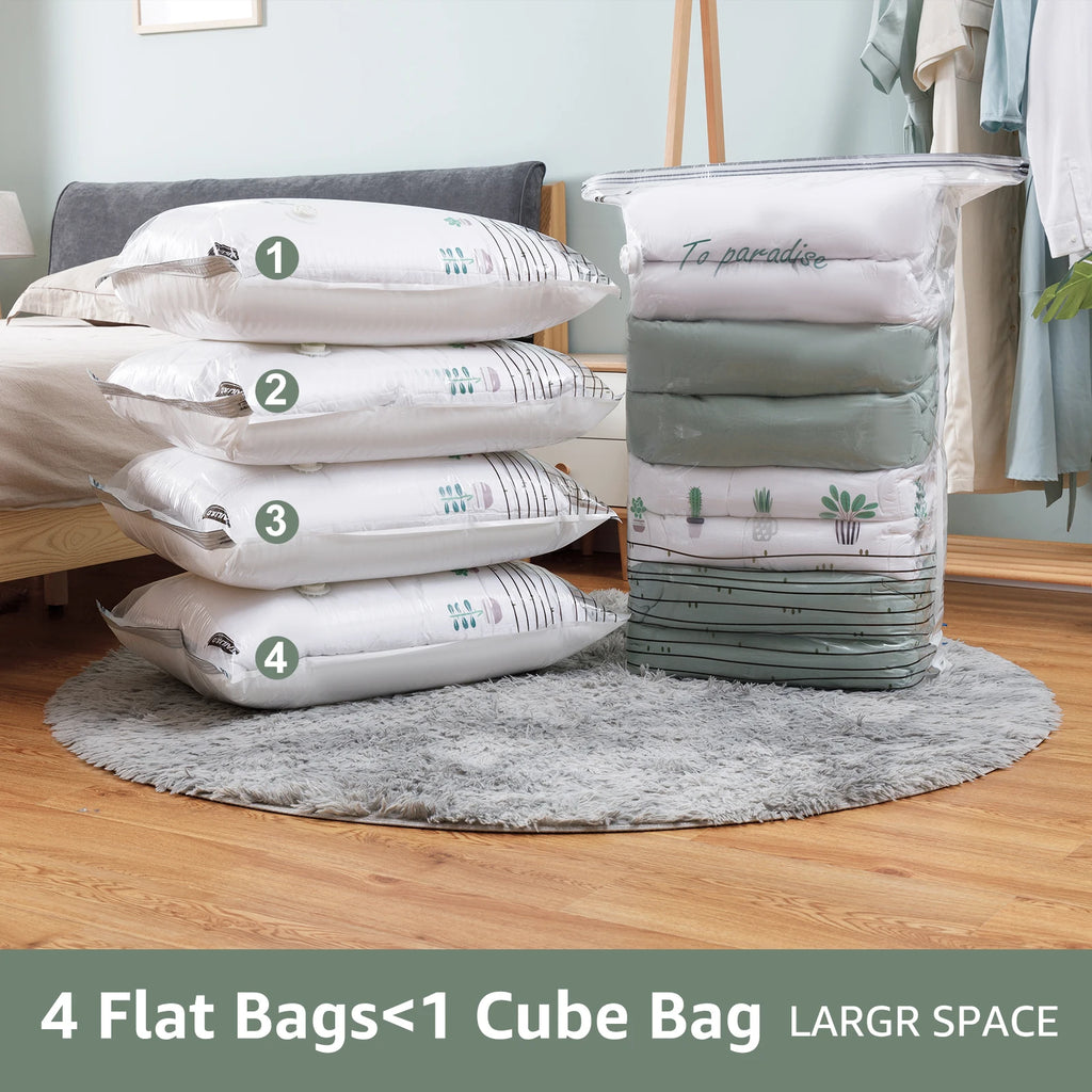 Cubic Vacuum Storage Bags – Large Plastic Compression Seals for Travel Packing