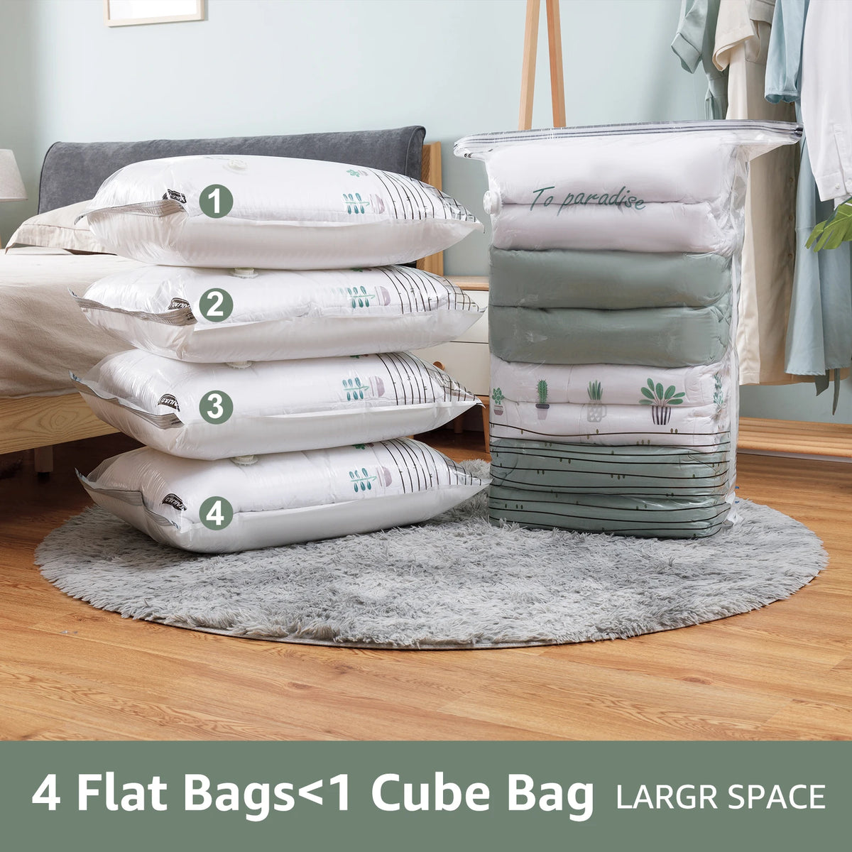 Cubic Vacuum Storage Bags – Large Plastic Compression Seals for Travel Packing