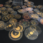 Glitter Gold PET Adhesive Stickers – Celestial Stars and Moon for Journaling