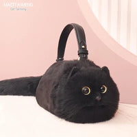 Plush Cat Shoulder Bag – Cute Winter Messenger Purse for Women