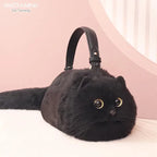 Plush Cat Shoulder Bag – Cute Winter Messenger Purse for Women