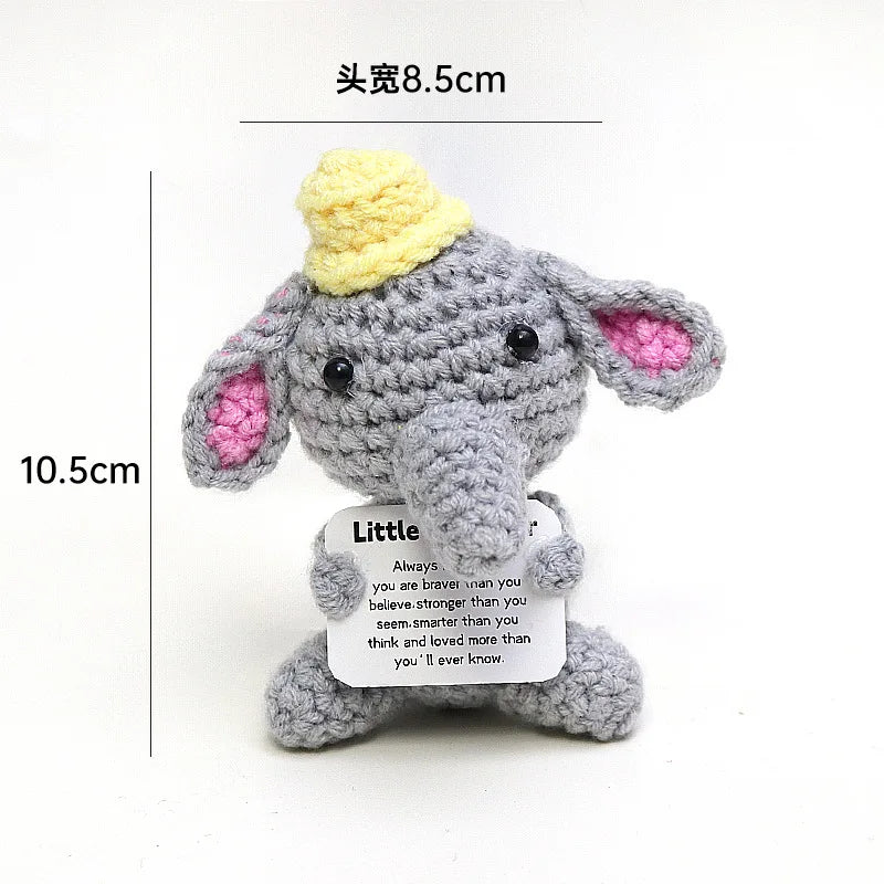 Handmade Wool Crochet Dog Doll – Positive Affirmation Plush for Home Decor