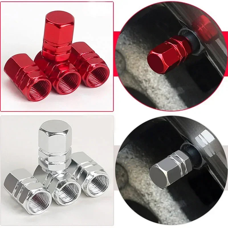 Aluminum Alloy Tire Valve Caps – Dustproof Rim Stem Covers for Automobiles