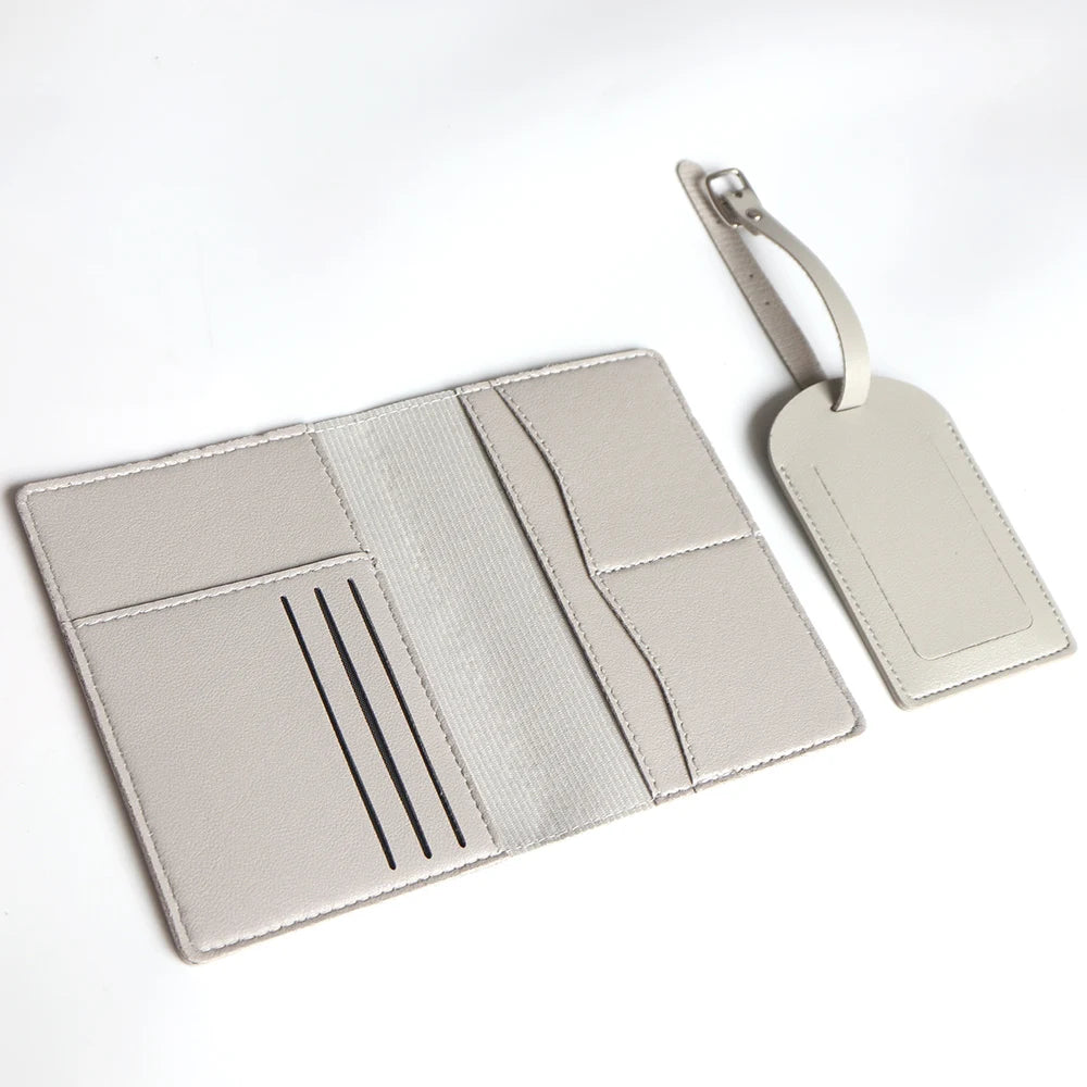 Custom Name Passport Cover Set – Personalized Leather Luggage Tag for Travel