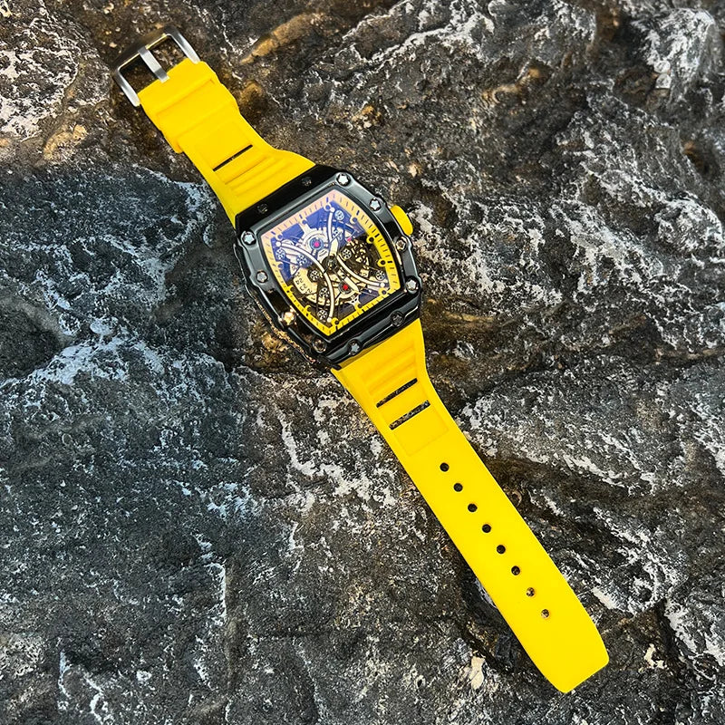Luminous Tonneau Men's Watch – Luxury Sport Calendar Wristwatch for Daily Wear