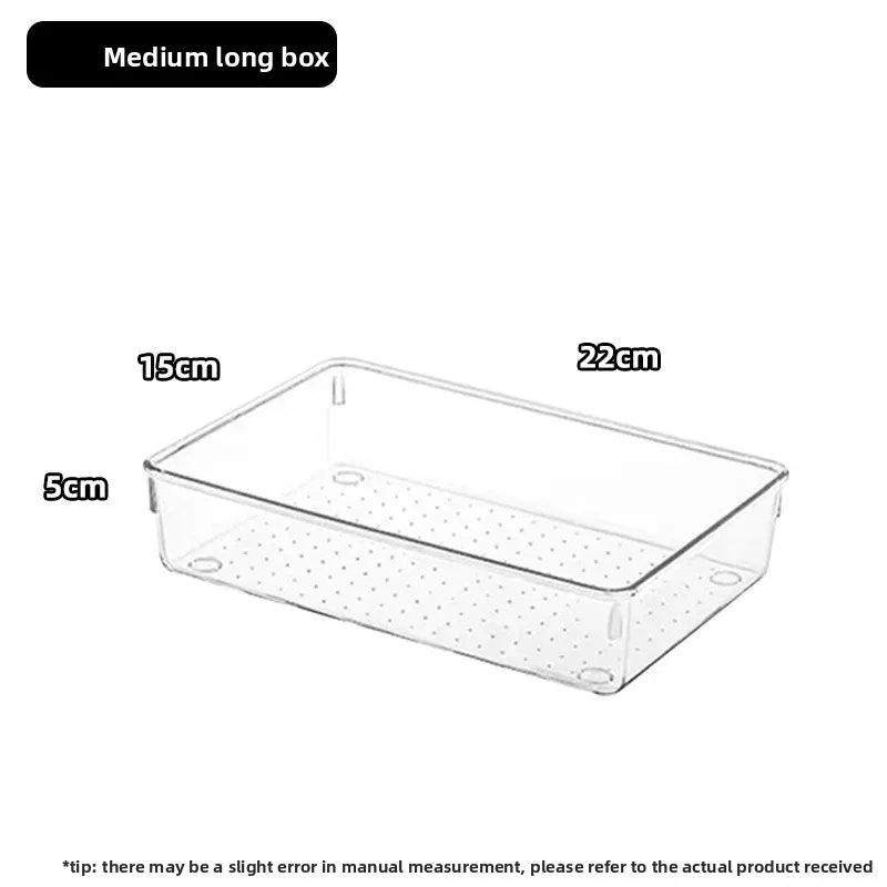 Transparent Cosmetic Organizer – Striped Plastic Drawer for Desk Storage