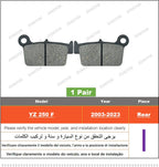 Brake Pad Set – Front and Rear Disc Brakes for Yamaha YZ250 and YZ250F