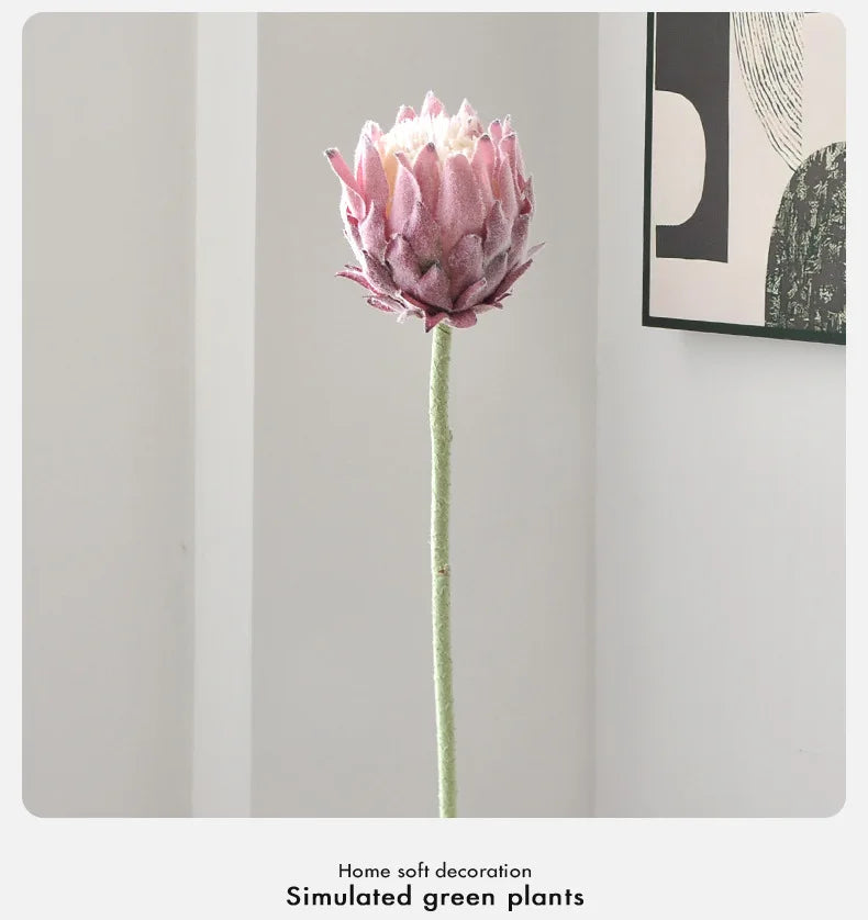 Artificial King Protea Flower – 25 Inch Faux Botanical for Home Wedding Decor