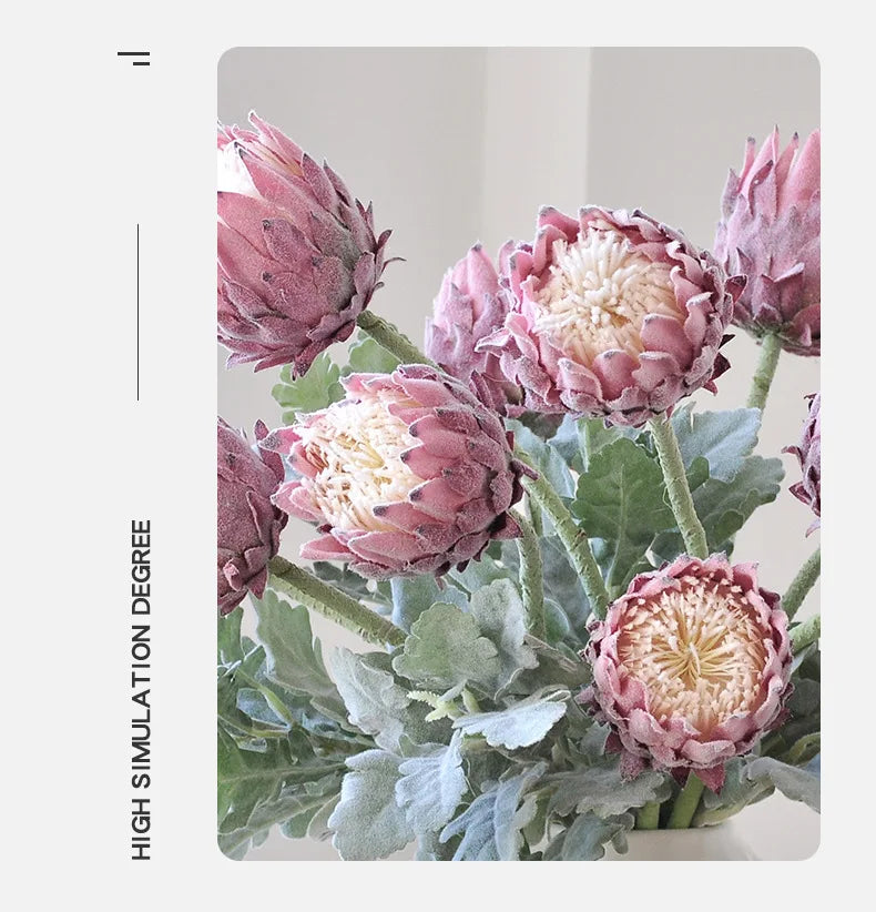Artificial King Protea Flower – 25 Inch Faux Botanical for Home Wedding Decor