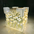 DIY Tulip Flower Sea Cube Night Lamp – Handmade Creative Gift for Girlfriend