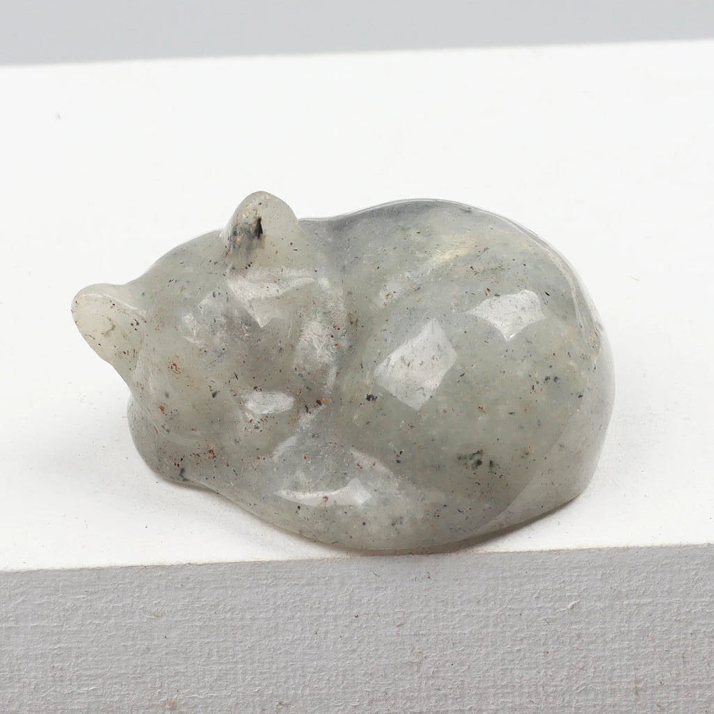 Carved Crystal Cat Figurine – Natural Stone Animal Statue for Home Decor