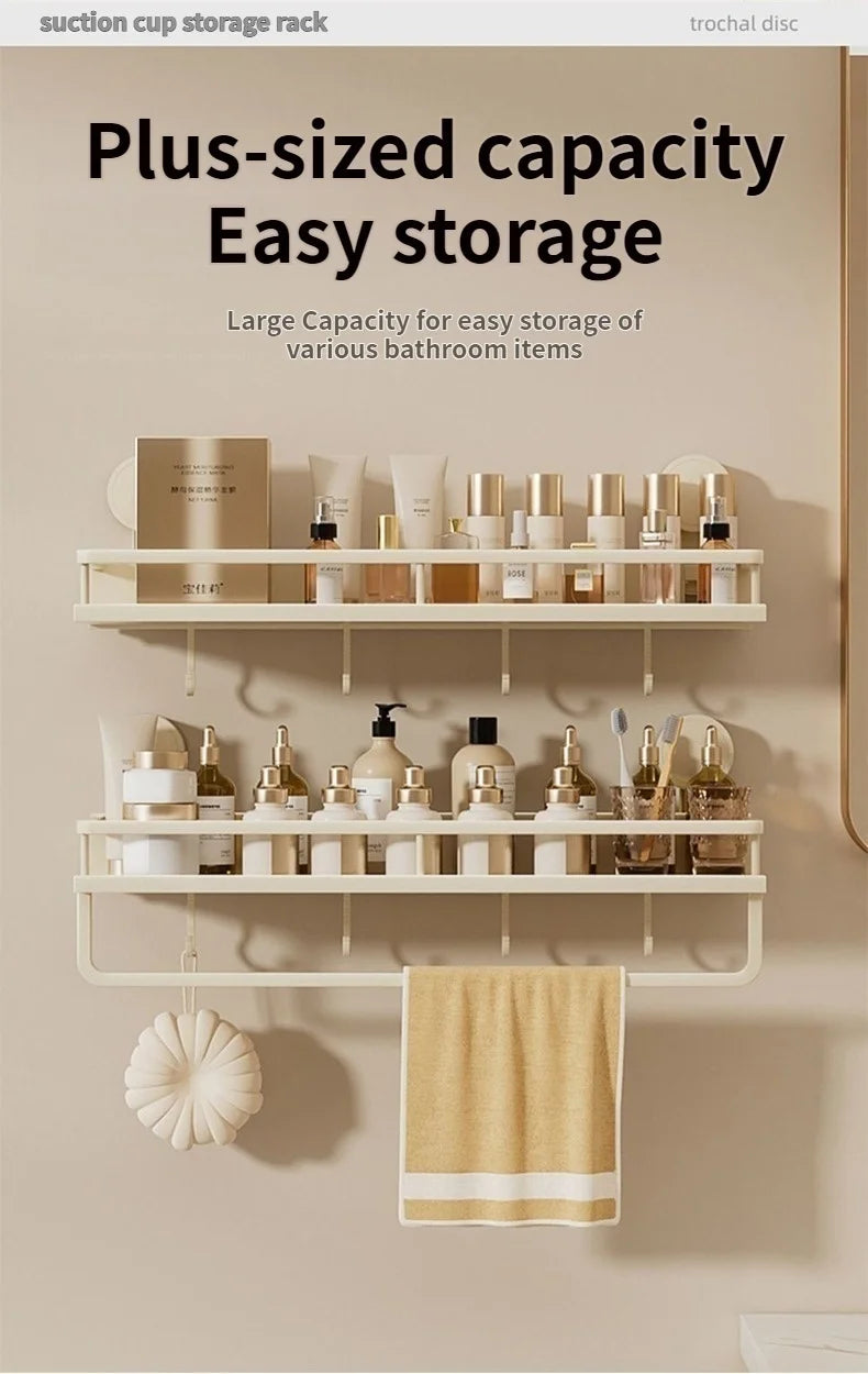 Corner Suction Storage Rack – Wall-Mounted Shelf for Bathroom Organization