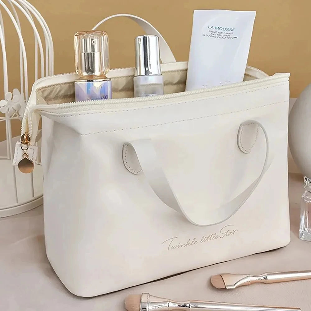 Large PU Travel Cosmetic Bag – Waterproof Toiletry Organizer for Makeup
