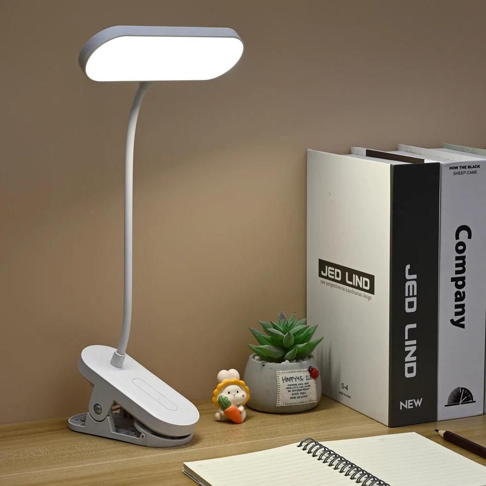 Clip-On LED Desk Lamp – Dimmable Eye-Protection Light for Reading and Study